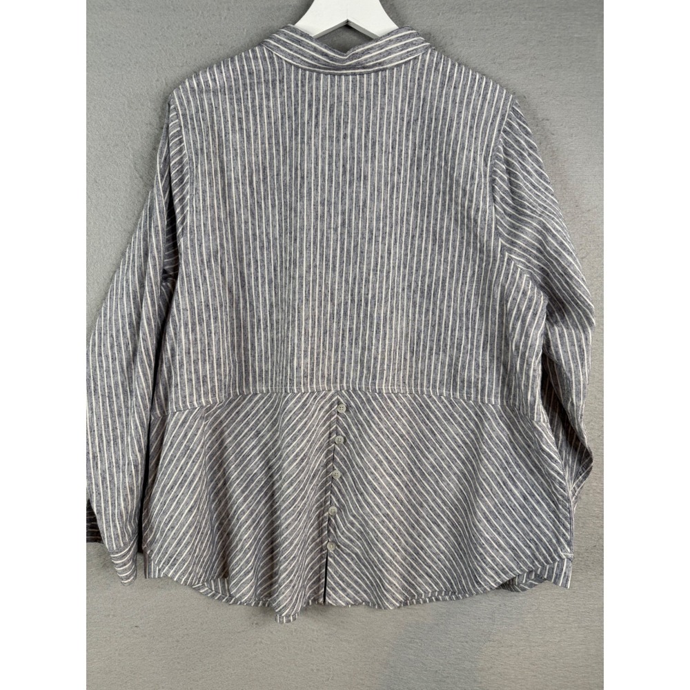 Lucky Brand Button Up Shirt Womens 1X Blue Striped Button Back Coastal Nautical - Picture 3 of 10